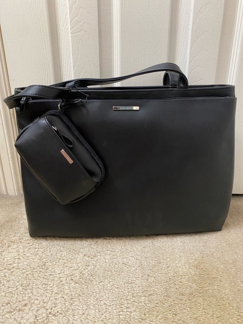 Nine West Black Tote with Detachable Pouch